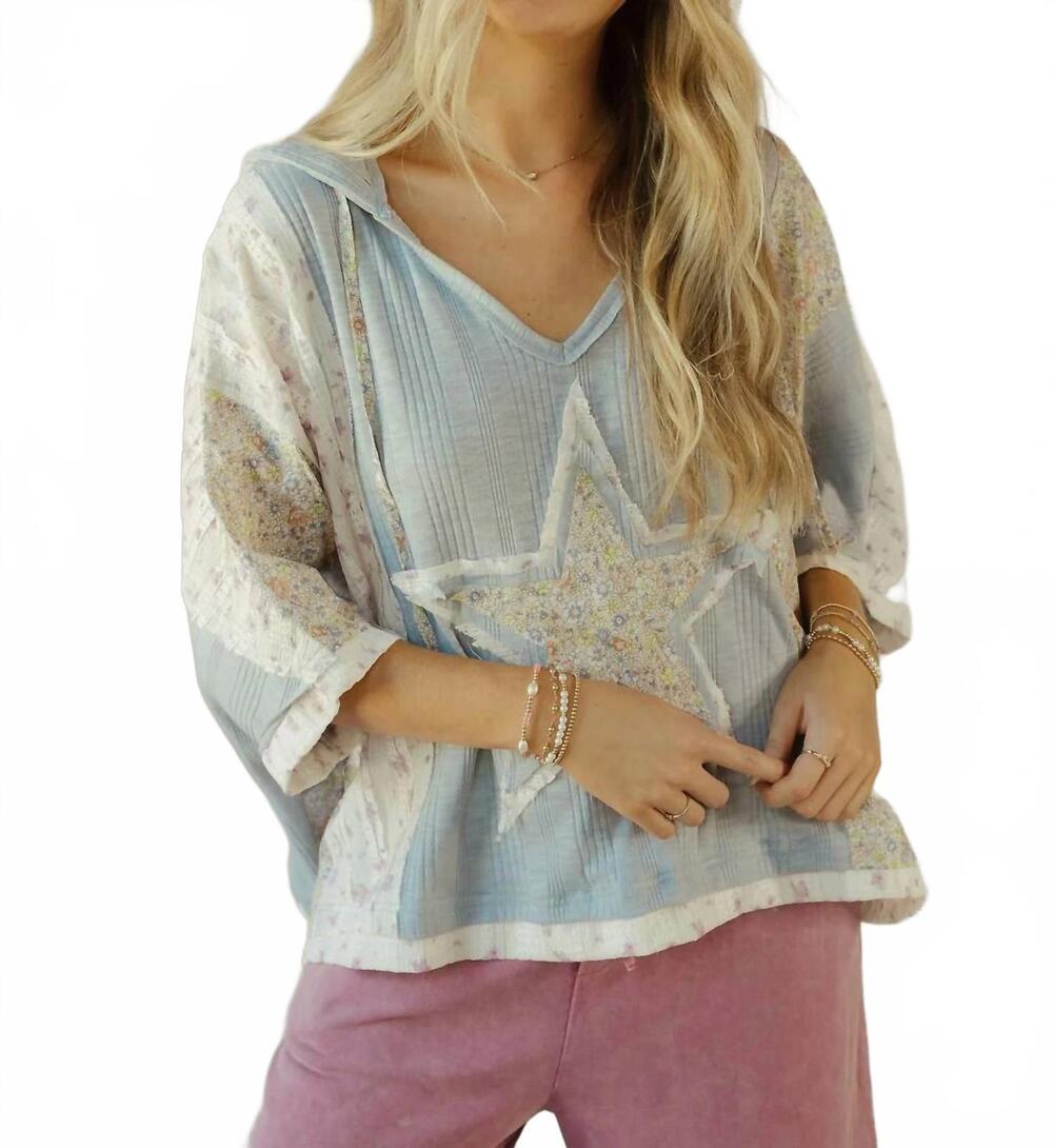 NEW POL star hooded top in blue